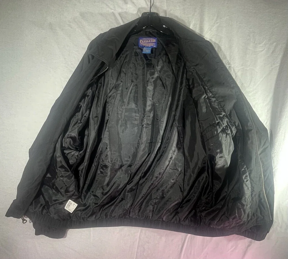 Vintage Pendleton Black Nylon Full Zip Jacket Size XL